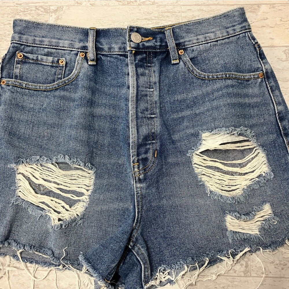 PACSUN distressed jean denim ultra high rise vintage shorts women’s size 28